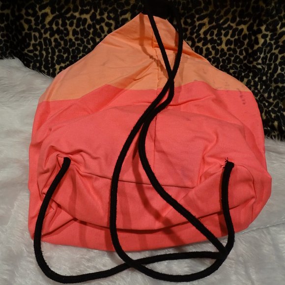 Victoria's Secret Beach Sling Bag Backpack tote canvas pink orange - Picture 2 of 6